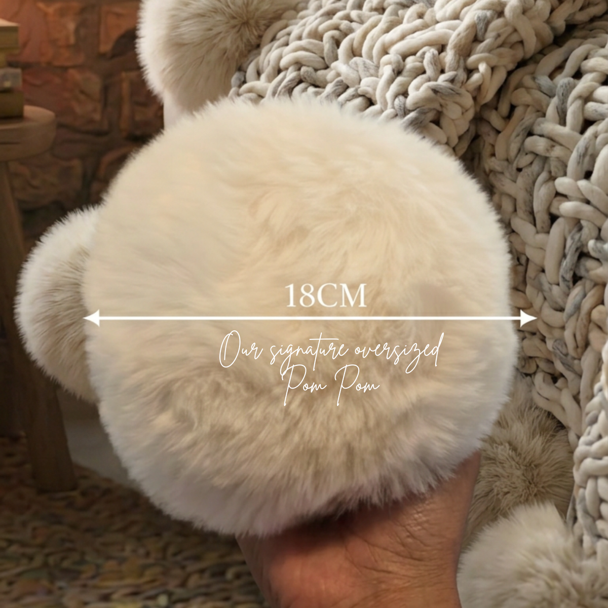 Oat Pom Pom Blanket