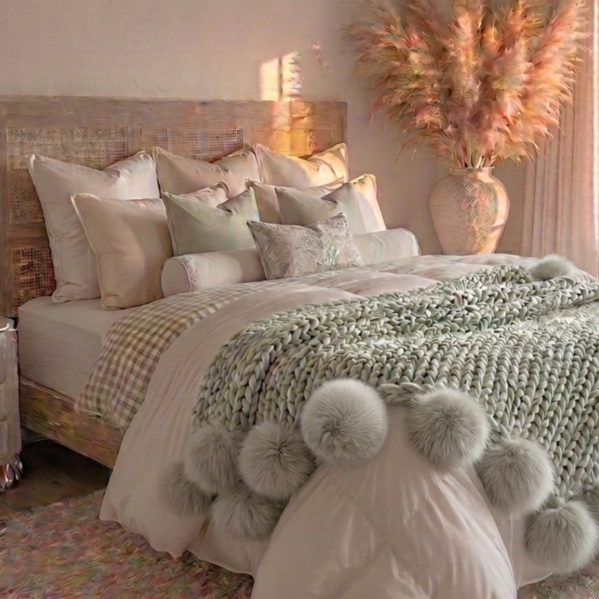 Eucalyptus Pom Pom Blanket